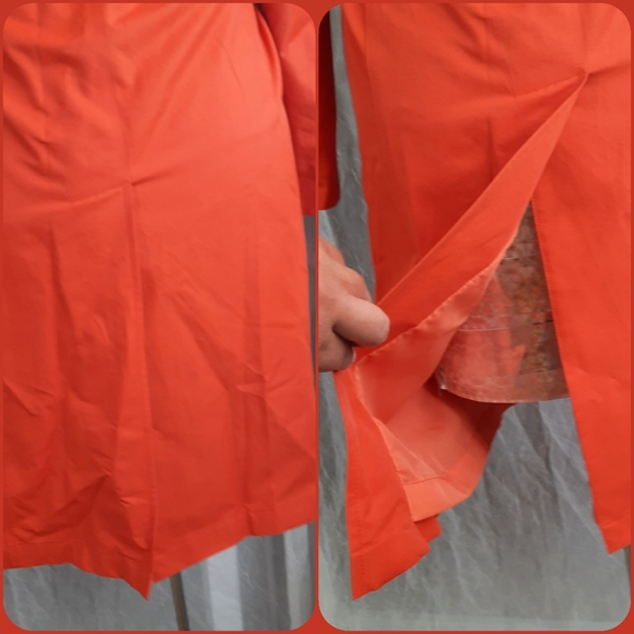 Retro Primary Orange Double Breasted Trench Coat S - Picture 8 of 16